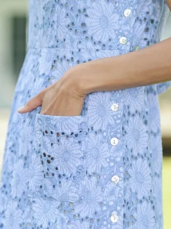 Ariel's Eyelet Porch Dress - Blue