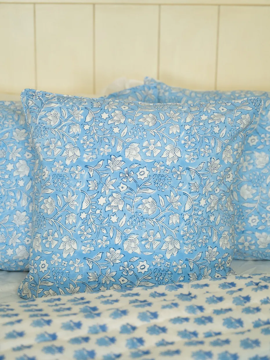 Bailey Block Print Cushion Cover - Blue