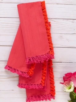 Chambray Napkin Set of 4 - Pink/Orange