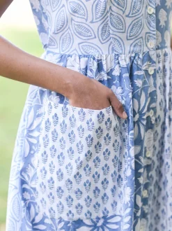 Cloud Sky Patchwork Dress - Blue