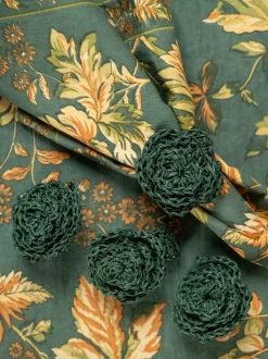 Raffia Napkin Ring Set of 4 - Green