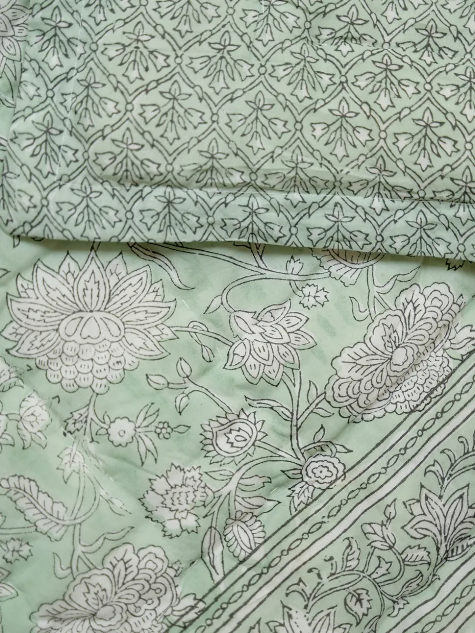 Sadie Block Print Throw - Sage