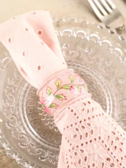 Sweet Pea Napkin Ring Set of 4 - Pink