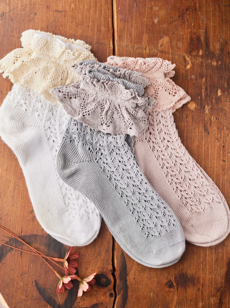 Whimsy Lace Ankle Sock - Gray